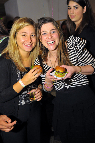 enjoying pop burgers at shes the first soiree