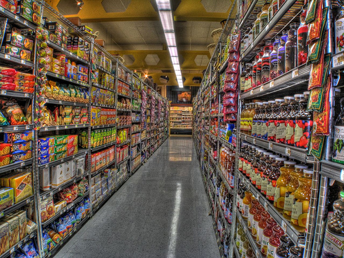grocery store aisles of food