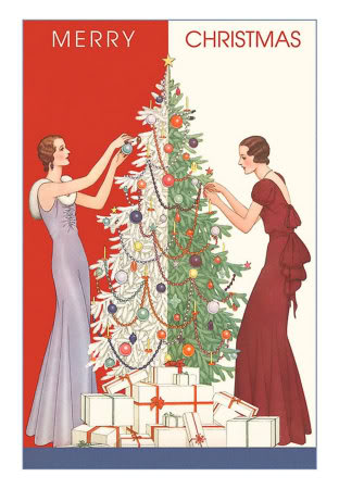 vintage decorating christmas tree picture