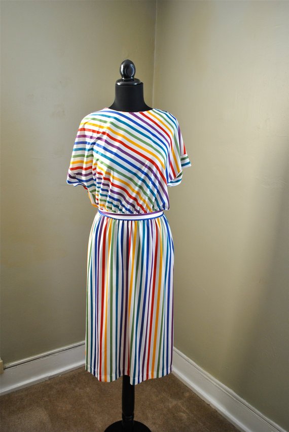 rainbow brite striped vintage dress