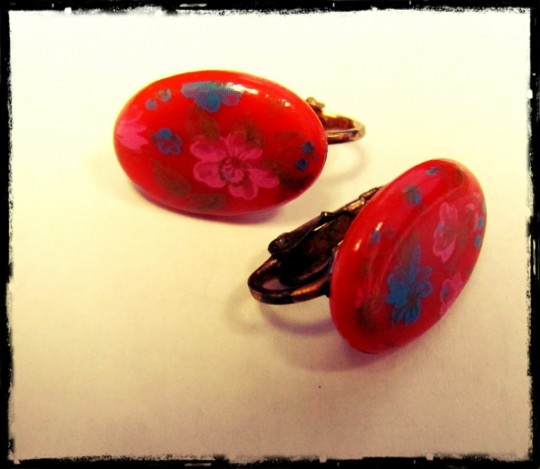 red vintage valentines day earrings