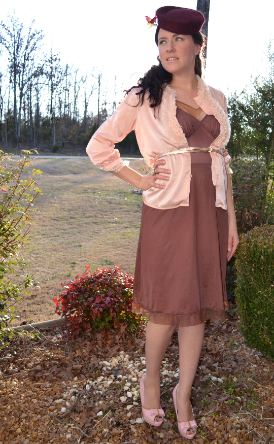 1980s bed jacket styled with slip dress