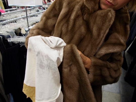 thrift store shopping check fur