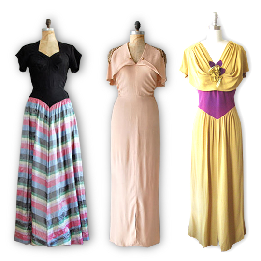 3 maxi dresses from the 1930s