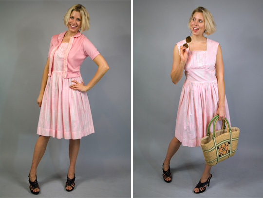 50s candy cane striped pink dress