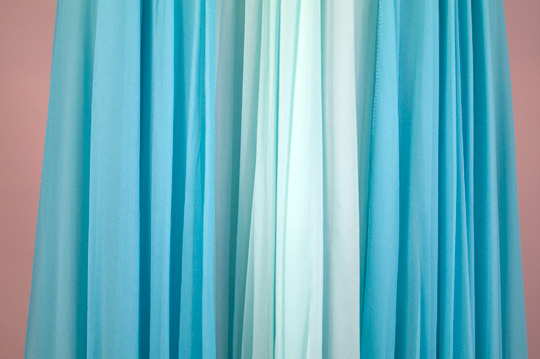 pleated blue chiffon material on 50s prom dress
