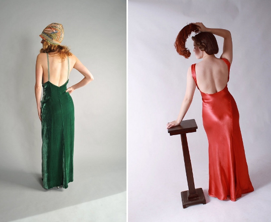 1930s fashion backless gowns