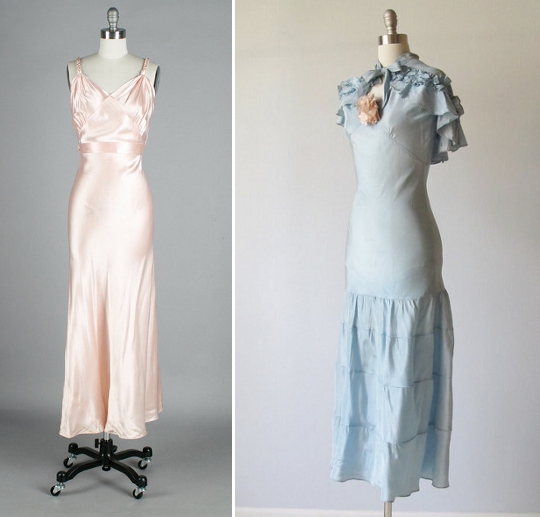 1930s fashion bias cut dress