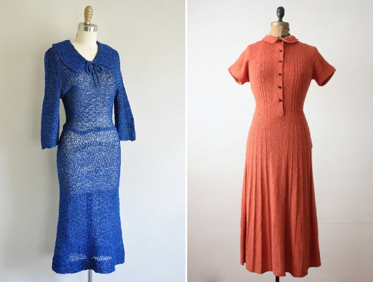 1930s fashion knit dresses