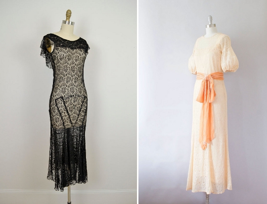 1930s fashion lace dresses