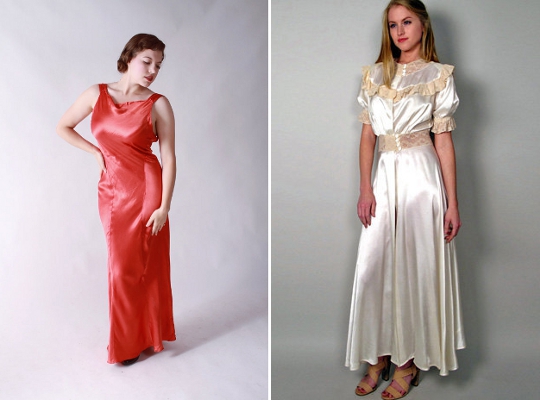 1930s fashion silk dresses