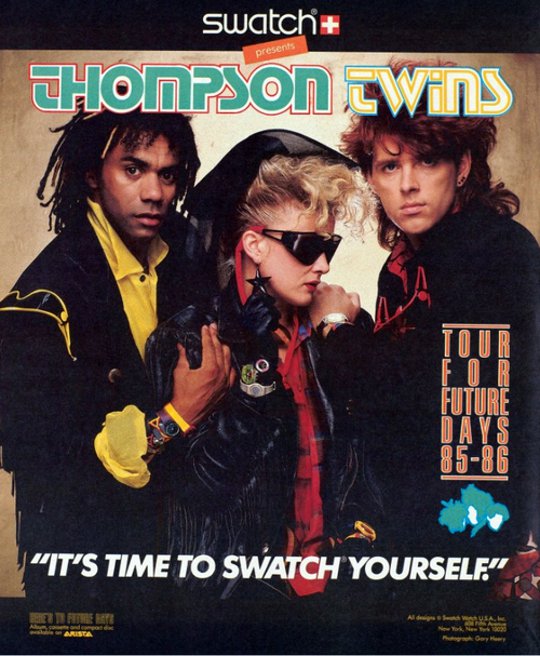 vintage swatch advertisment with thompson twins 