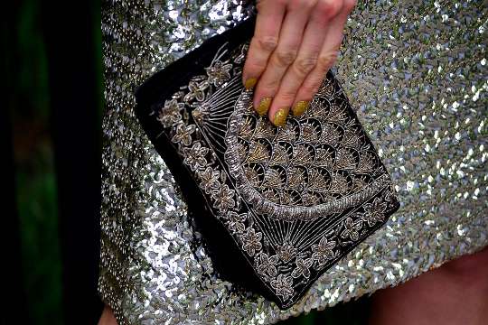 1940s silver and gold threaded clutch from India